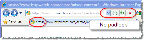 No Padlock icon when mixed content present