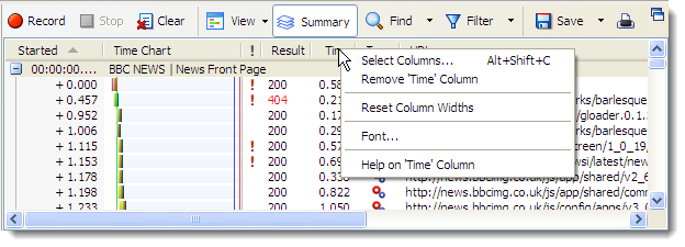 Grid Customization in HttpWatch 7.0