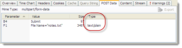 New Type column on POST Data tab