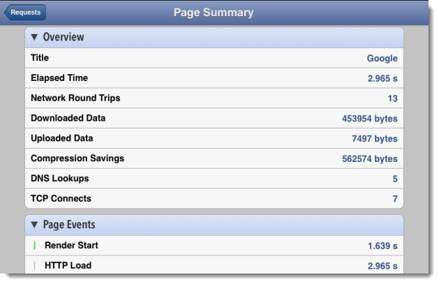 Page Summary in App