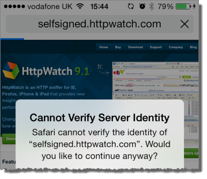 Self-signed error in Safari