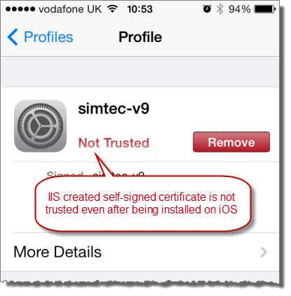 Certificate not trusted iphone UPD