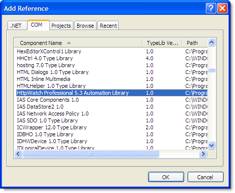 HttpWatch COM Reference