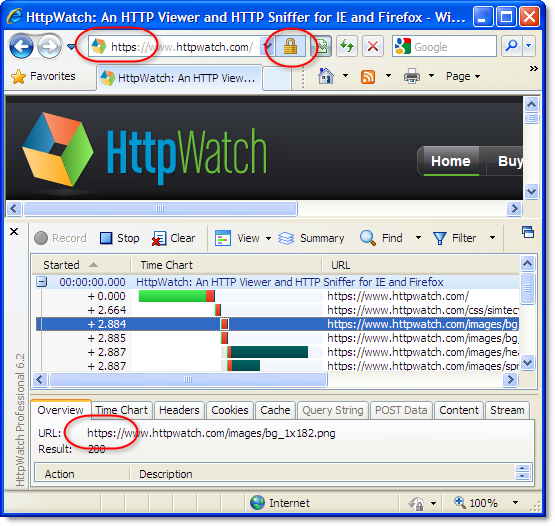 HttpWatch Home Page Access with HTTPS