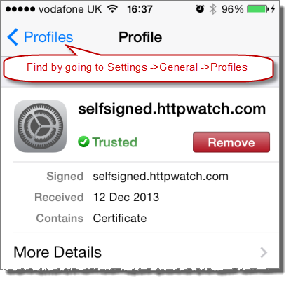 Trusted Certificate in iOS